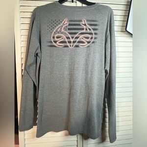 REALTREE Gray Long Sleeve Shirt with coral Logo